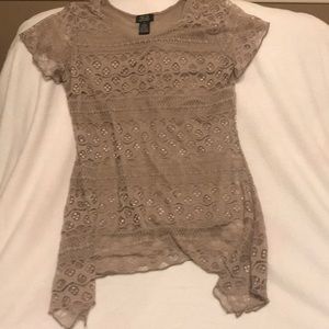 Lace taupe blouse